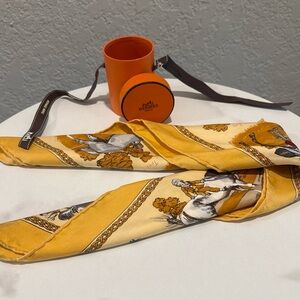 Hermes 100% Silk Pocket Square Printed Twilly